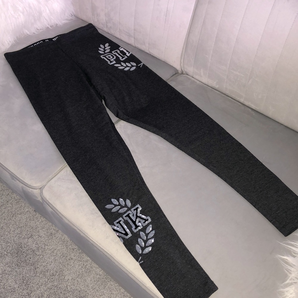 Dark Charcoal Grey Sequin Leggings